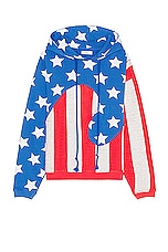ERL Unisex Stars And Stripes Swirl Hoodie Knit in BLUE, view 1, click to view large image.
