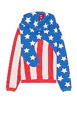 ERL Unisex Stars And Stripes Swirl Hoodie Knit in BLUE, view 2, click to view large image.