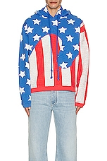 ERL Unisex Stars And Stripes Swirl Hoodie Knit in BLUE, view 4, click to view large image.
