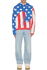 ERL Unisex Stars And Stripes Swirl Hoodie Knit in BLUE, view 5, click to view large image.