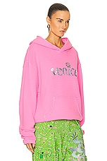 ERL Unisex Silver Printed Venice Hoodie Knit in PINK, view 2, click to view large image.