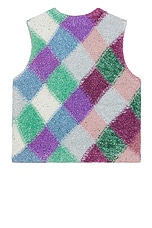 ERL Argyle Glitter Boxy Vest Knit in Multi, view 2, click to view large image.