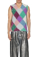 ERL Argyle Glitter Boxy Vest Knit in Multi, view 4, click to view large image.
