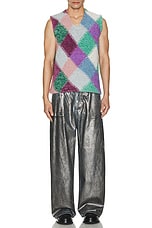 ERL Argyle Glitter Boxy Vest Knit in Multi, view 5, click to view large image.