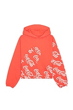ERL Men Coca Cola Swirl Hoodie Knit in Red, view 1, click to view large image.