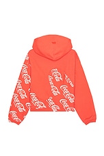 ERL Men Coca Cola Swirl Hoodie Knit in Red, view 2, click to view large image.