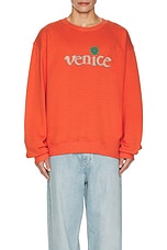 ERL Men Red Venice Crewneck Knit in Red, view 4, click to view large image.