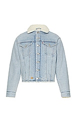 ERL Unisex Levis Sherpa Trucker Woven in BLUE, view 1, click to view large image.