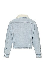 ERL Unisex Levis Sherpa Trucker Woven in BLUE, view 2, click to view large image.