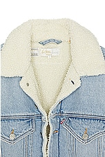 ERL Unisex Levis Sherpa Trucker Woven in BLUE, view 4, click to view large image.