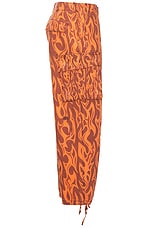 ERL Unisex Printed Cargo Pants Woven in Orange Flame, view 3, click to view large image.