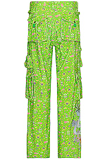ERL Unisex Corduroy Printed Cargo Pants Woven in GREEN, view 2, click to view large image.