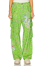 ERL Unisex Corduroy Printed Cargo Pants Woven in GREEN, view 1, click to view large image.