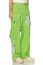 ERL Unisex Corduroy Printed Cargo Pants Woven in GREEN, view 2, click to view large image.