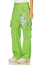 ERL Unisex Corduroy Printed Cargo Pants Woven in GREEN, view 3, click to view large image.