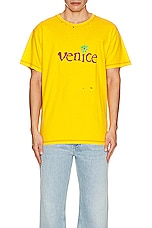 ERL Unisex Venice Tshirt Knit in YELLOW, view 3, click to view large image.