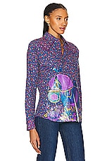 ERL Unisex Cowboy Combo Shirt Woven in BLUE MULTI, view 2, click to view large image.