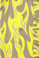 ERL Unisex Printed Button Up Shirt Woven in Yellow Flames, view 3, click to view large image.