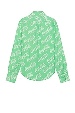 ERL Printed Button Up Shirt Woven in Green Coca Cola, view 2, click to view large image.