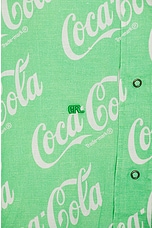 ERL Printed Button Up Shirt Woven in Green Coca Cola, view 3, click to view large image.