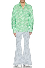 ERL Printed Button Up Shirt Woven in Green Coca Cola, view 5, click to view large image.