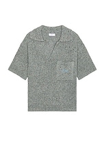 ERL Unisex Polo Shirt With Logo Embroidery in Grey Melange, view 1, click to view large image.