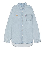 ERL Unisex Levis Overshirt Woven in Blue, view 1, click to view large image.
