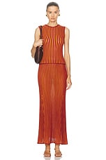 ESCVDO Marina Maxi Skirt in Burgundy & Orange, view 5, click to view large image.