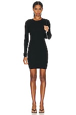 Eterne Long Sleeve Crewneck Mini Dress in Black, view 1, click to view large image.