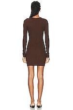 Eterne Long Sleeve Crewneck Mini Dress in Chocolate, view 3, click to view large image.