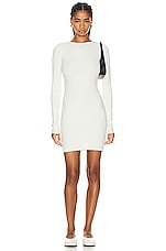 Eterne Long Sleeve Crewneck Mini Dress in Cream, view 1, click to view large image.