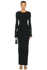 Eterne Long Sleeve Crewneck Maxi Dress in Black, view 1, click to view large image.
