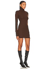 Eterne Long Sleeve Turtleneck Dress in Chocolate, view 2, click to view large image.