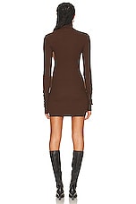 Eterne Long Sleeve Turtleneck Dress in Chocolate, view 3, click to view large image.