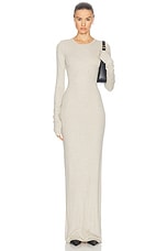 Eterne Long Sleeve Crewneck Maxi Dress in Heather Oatmeal, view 1, click to view large image.