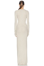 Eterne Long Sleeve Crewneck Maxi Dress in Heather Oatmeal, view 3, click to view large image.