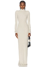 Eterne Long Sleeve Turtleneck Maxi Dress in Heather Oatmeal, view 1, click to view large image.