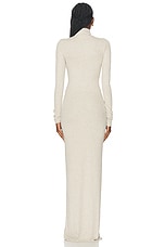 Eterne Long Sleeve Turtleneck Maxi Dress in Heather Oatmeal, view 3, click to view large image.