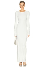 Eterne Long Sleeve Crewneck Maxi Dress in Cream, view 1, click to view large image.