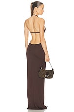 Eterne Vivian Halter Maxi Dress in Espresso | FWRD Eterne Vivian Halter Maxi Dress in Espresso | FWRD