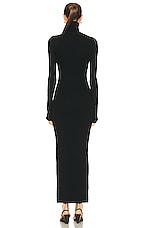 Eterne Long Sleeve Turtleneck Maxi Dress in Black, view 3, click to view large image.
