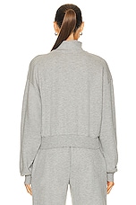 Eterne Cropped Half-Zip Sweatshirt in Heather Grey, view 4, click to view large image.