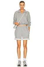 Eterne Cropped Half-Zip Sweatshirt in Heather Grey, view 5, click to view large image.