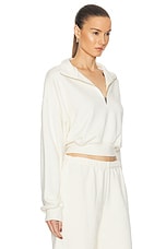 Eterne Cropped Half Zip Sweatshirt in Cream, view 2, click to view large image.