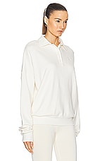 Eterne Oversized Polo Sweatshirt in Cream, view 2, click to view large image.