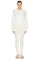Eterne Oversized Polo Sweatshirt in Cream, view 4, click to view large image.