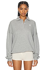 Eterne Oversized Polo Sweatshirt in Heather Grey, view 1, click to view large image.