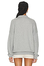 Eterne Oversized Polo Sweatshirt in Heather Grey, view 3, click to view large image.