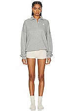 Eterne Oversized Polo Sweatshirt in Heather Grey, view 4, click to view large image.