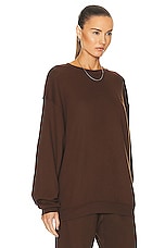Eterne Oversized Crewneck Sweatshirt in Heather Brown, view 2, click to view large image.